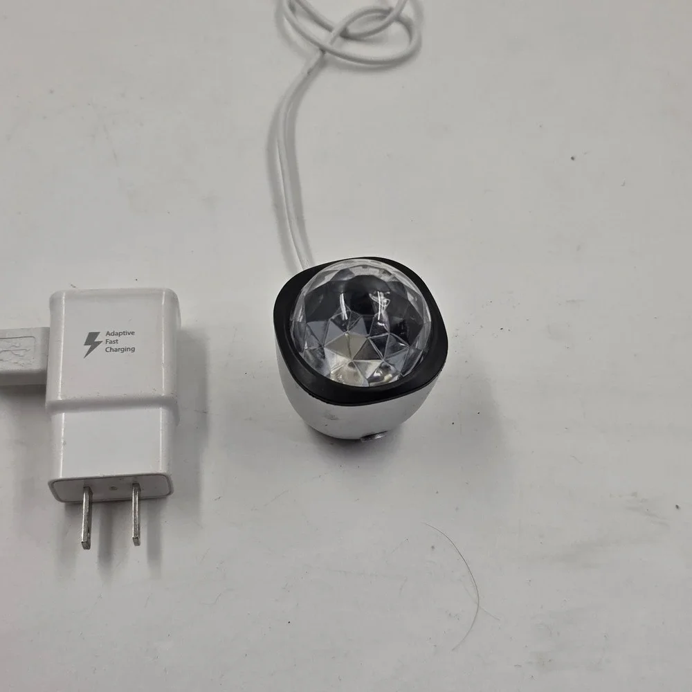 Mini USB Disco Ball Party Light with Samsung Adaptive Fast Charging Wall Plug